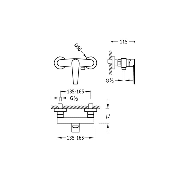 Bateria natryskowa Class - Tres, jednouchwytowa- sanitbuy.pl
