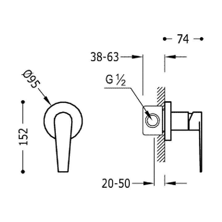 Bateria podtynkowa natryskowa Class - Tres- sanitbuy.pl