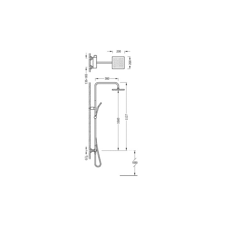 Komplet Lex - Tres słuchawka wraz z drążkiem i głowicą 200x200 mm- sanitbuy.pl