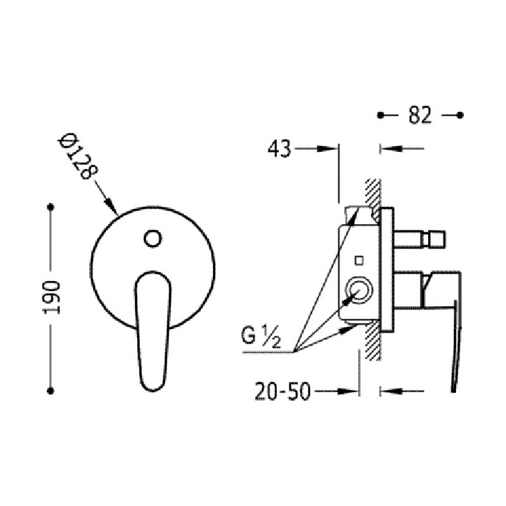 Bateria  podtynkowa Flat - Tres, wannowo-natryskowa, 1 - uchwytowa- sanitbuy.pl