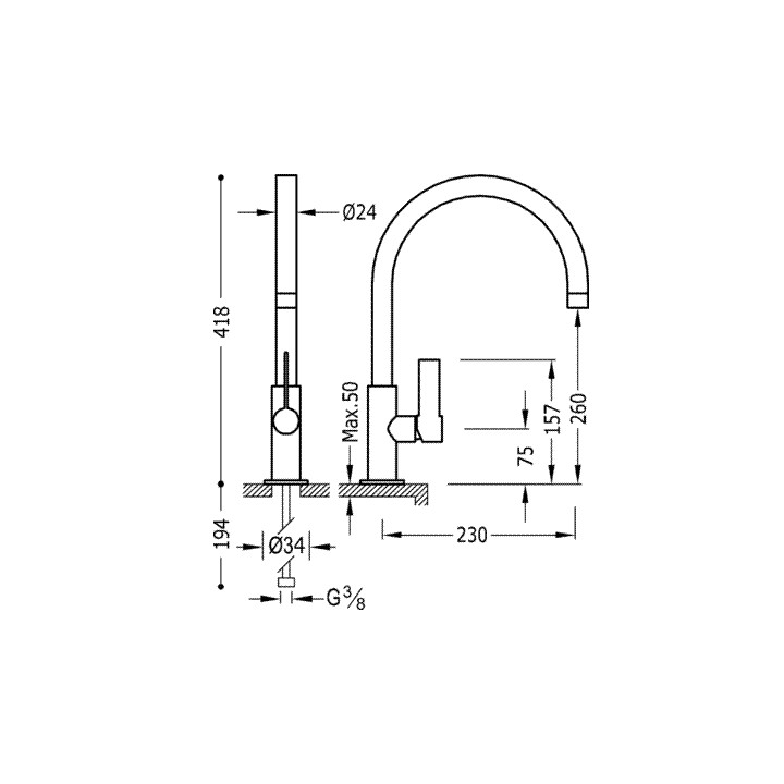 Bateria zlewozmywakowa Class-Tres stojąca, wylewka półokrągła- sanitbuy.pl