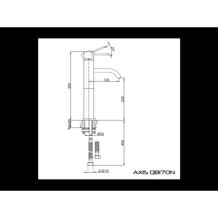 Bateria umywalkowa Kohlman Axis wysoka- wersja wydłużona- sanitbuy.pl
