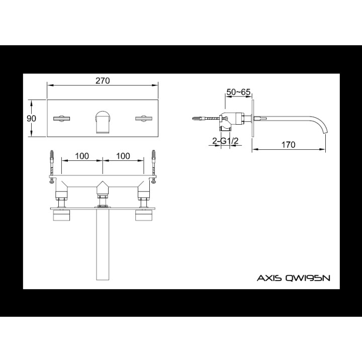 Bateria umywalkowa Kohlman Axis ścienna podtynkowa- sanitbuy.pl
