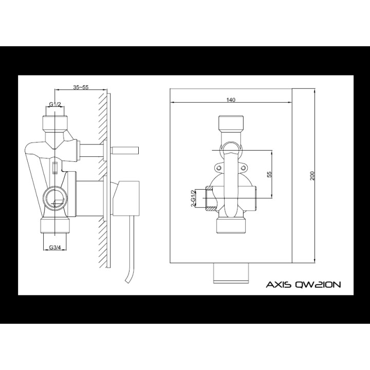 Bateria wannowo- prysznicowa Kohlman Axis podtynkowa- sanitbuy.pl