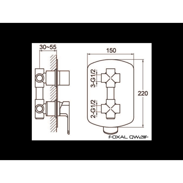 Bateria wannowo-prysznicowa Kohlman Foxal podtynkowa- sanitbuy.pl