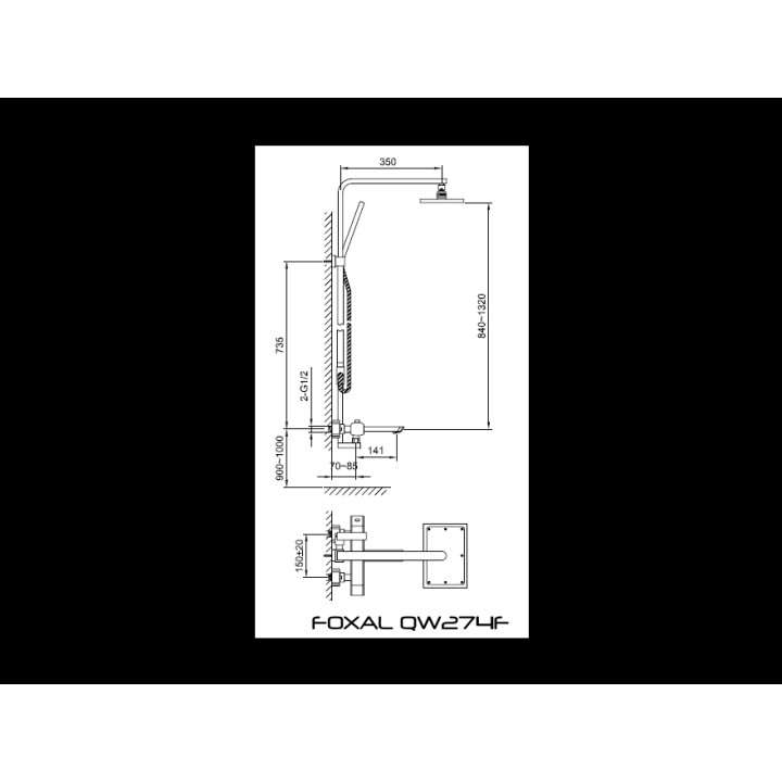 Zestaw prysznicowo-wannowy Kohlman Foxal z baterią termostatyczną- sanitbuy.pl