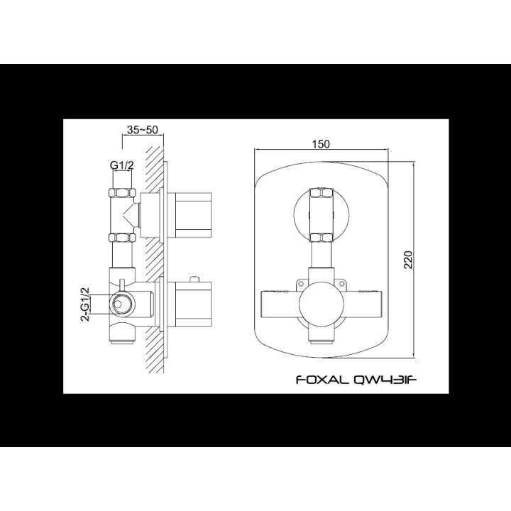 Bateria prysznicowa Kohlman Foxal podtynkowa  termostatyczna- sanitbuy.pl