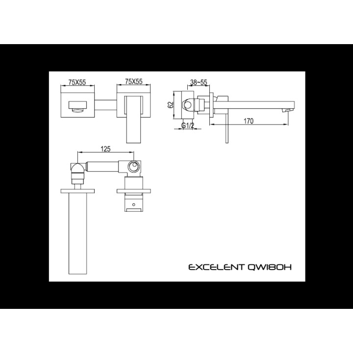 Bateria umywalkowa Kohlman Excelent  ścienna podtynkowa 3-otworowa- sanitbuy.pl