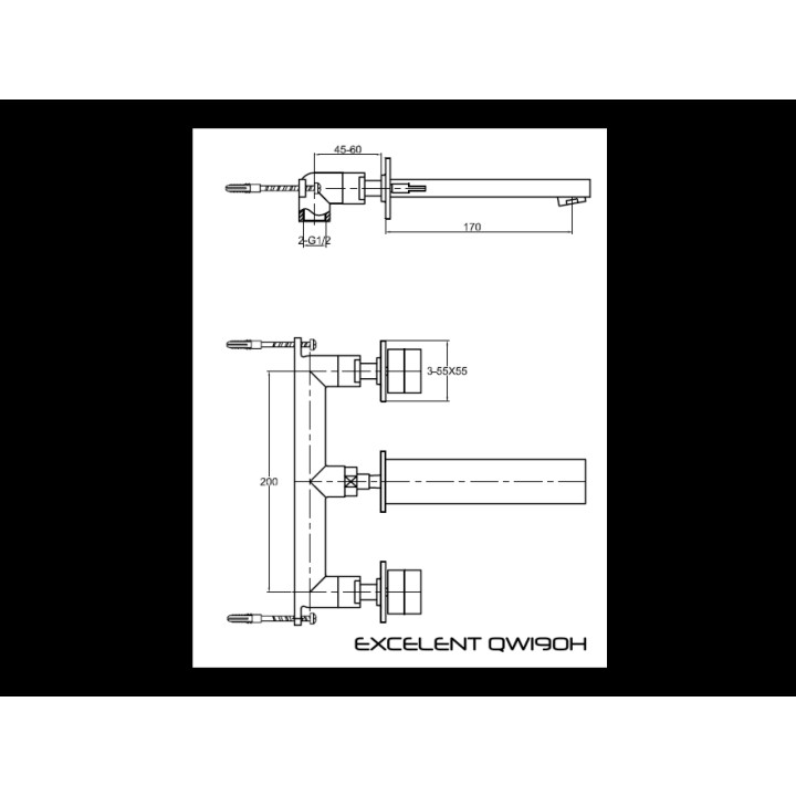Bateria umywalkowa Kohlman Excelent ścienna podtynkowa 3-otworowa- sanitbuy.pl