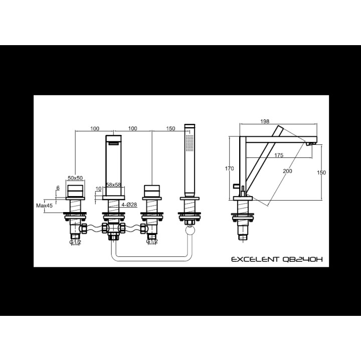 Bateria wannowa Kohlman Excelent 4 otworowa- sanitbuy.pl