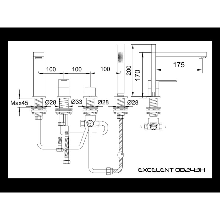 Bateria wannowa Kohlman Excelent 4 otworowa- sanitbuy.pl