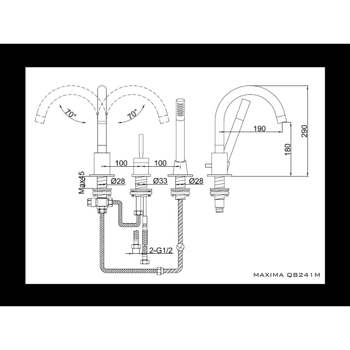 Bateria wannowa Kohlman Maxima 3- otworowa- sanitbuy.pl