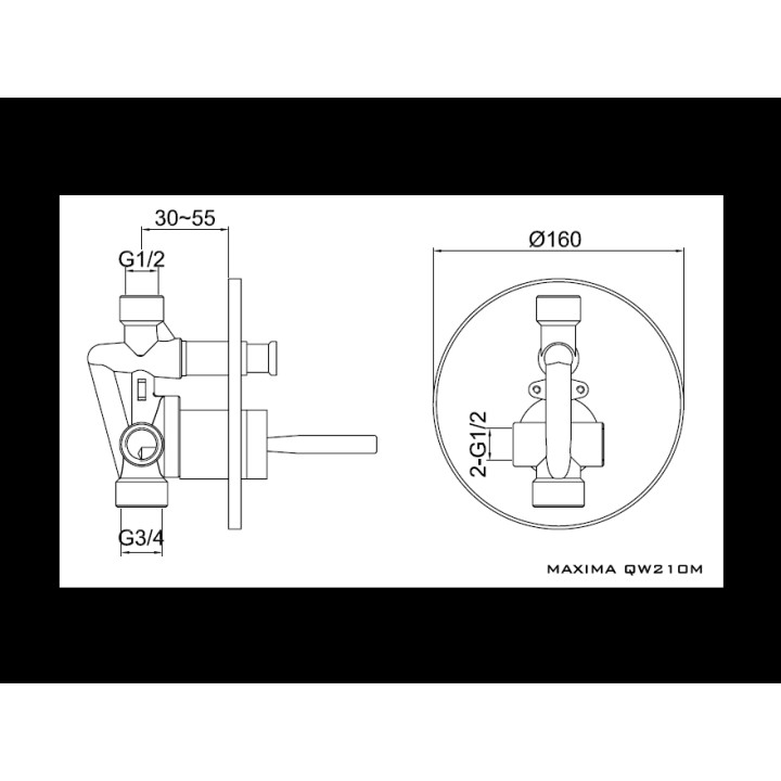 Bateria wannowa Kohlman Maxima podtynkowa ścienna - sanitbuy.pl