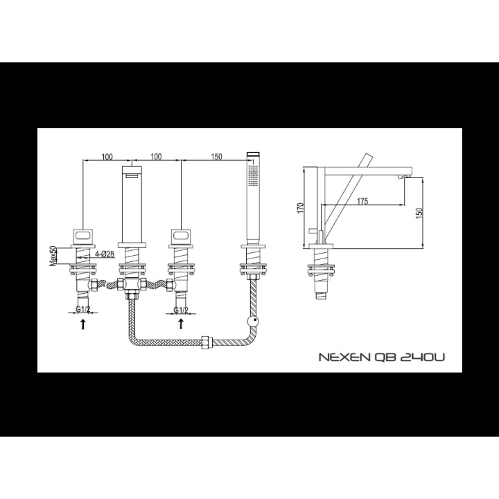 Bateria wannowa Kohlman Nexen 4-otworowa- sanitbuy.pl