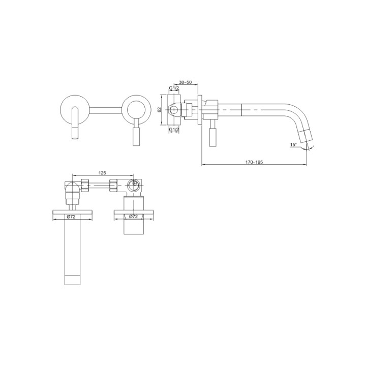 Bateria umywalkowa Kohlman Roxin  ścienna podtynkowa - sanitbuy.pl
