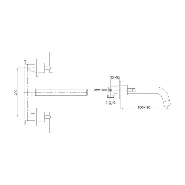 Bateria umywalkowa Kohlman Roxin ścienna podtynkowa - sanitbuy.pl