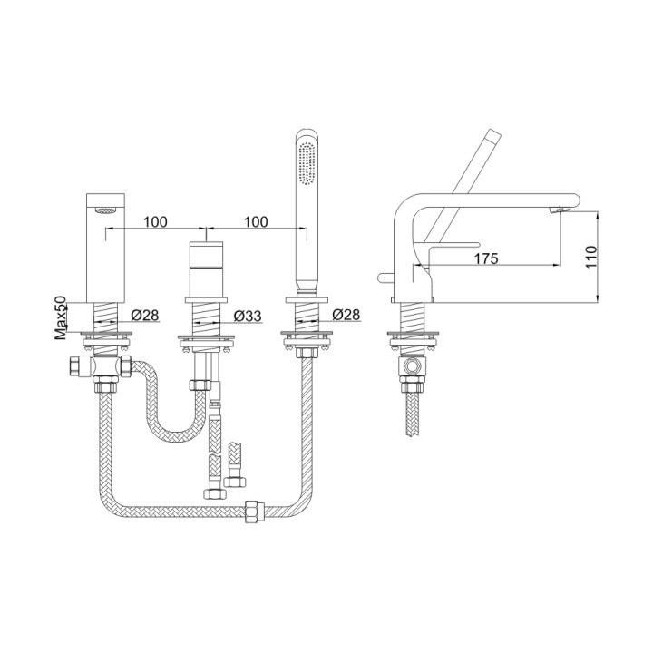 Bateria wannowa Kohlman Saxo 3- otworowa- sanitbuy.pl