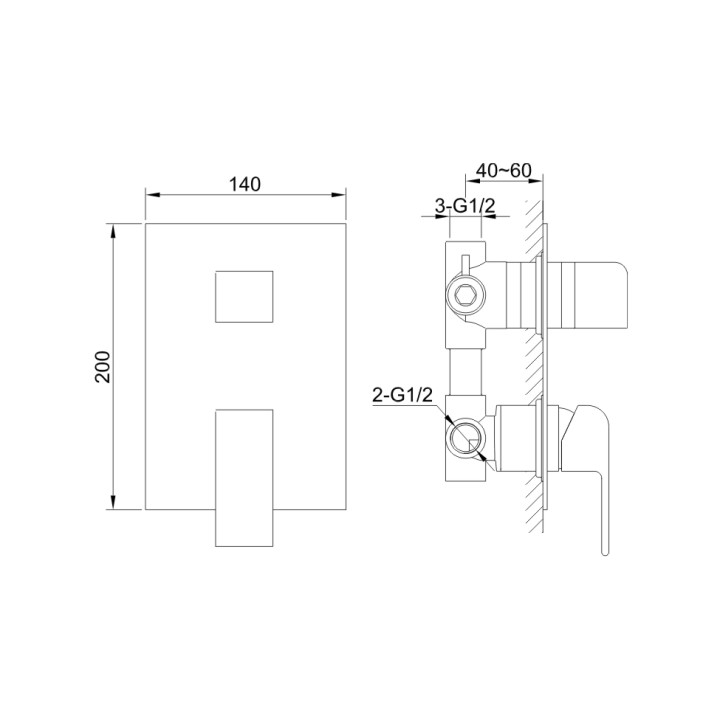 Bateria wannowo-prysznicowa Kohlman Saxo podtynkowa- sanitbuy.pl