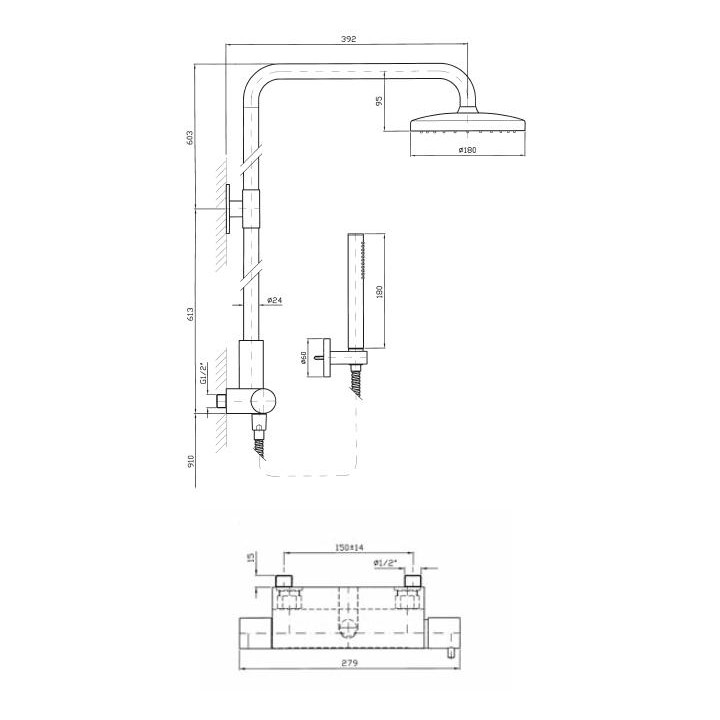 Zestaw prysznicowy Zucchetti Isyshower  z baterią termostatyczną - sanitbuy.pl