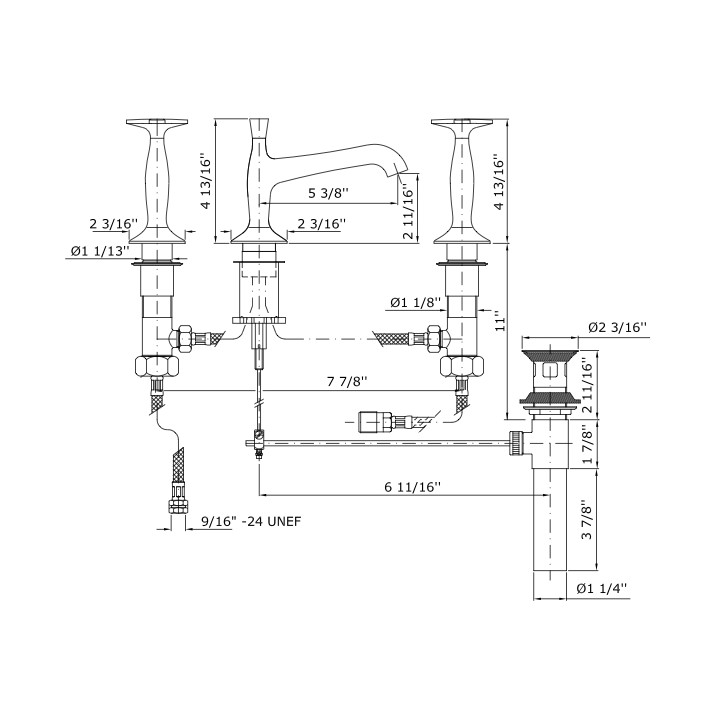 Bateria  umywalkowa Zucchetti Bellagio 3-otworowa- sanitbuy.pl