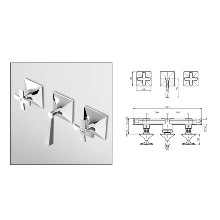 Bateria wannowo-natryskowa Zucchetti Bellagio podtynkowa z przełacznikiem 2-drogowym- sanitbuy.pl