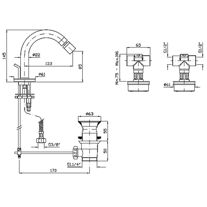Bateria bidetowa Zucchetti  Savoy  podtynkowa- sanitbuy.pl
