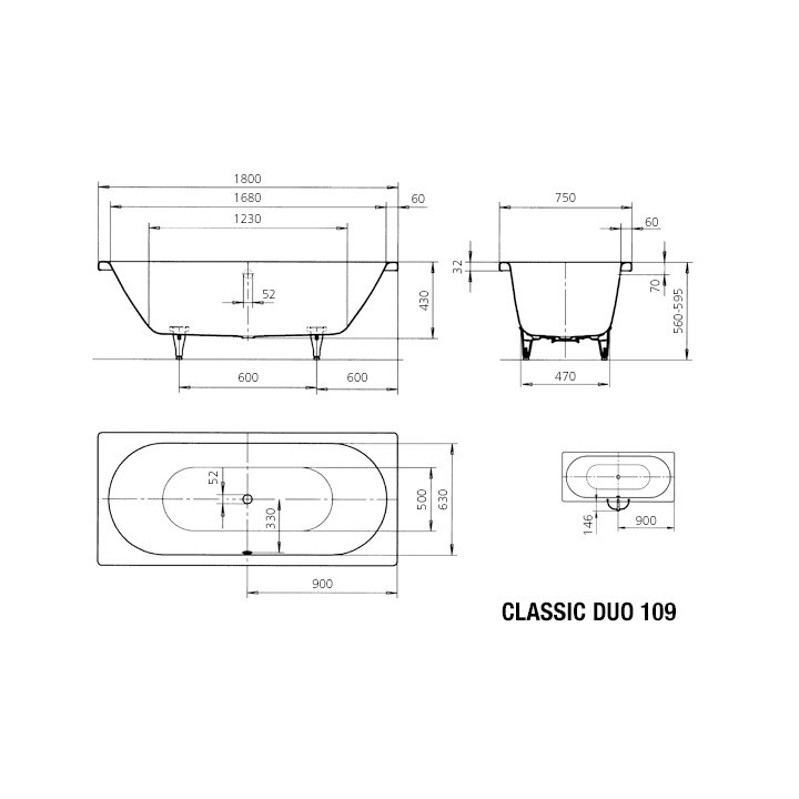 Wanna Kaldewei Classic Duo 109 180x75cm- sanitbuy.pl