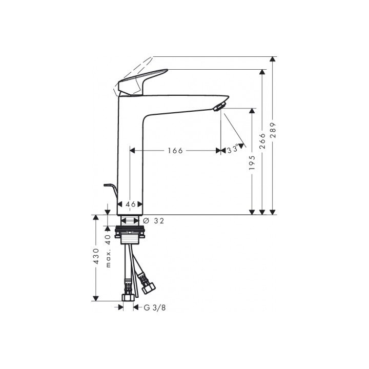 Jednouchwytowa bateria umywalkowa 190, DN 15, Hangrohe Logis wysoka- sanitbuy.pl