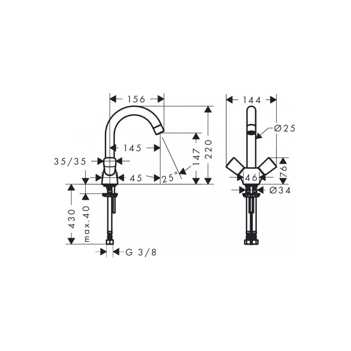 Dwuuchwytowa  bateria umywalkowa 150 Hangrohe Logis z obrotowa wylewką o 120 st. i kompletem odpływowym- sanitbuy.pl