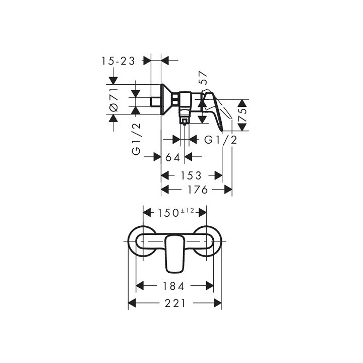 Bateria prysznicowa  Hangrohe Logis natynkowa- sanitbuy.pl