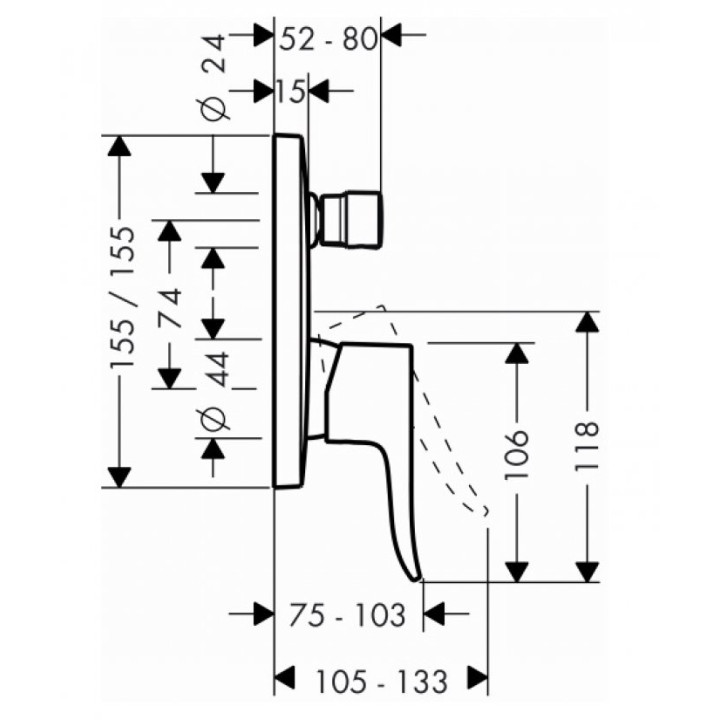 Bateria  wannowa Hansgrohe  Metris, podtynkowa, element zewnętrzny- sanitbuy.pl