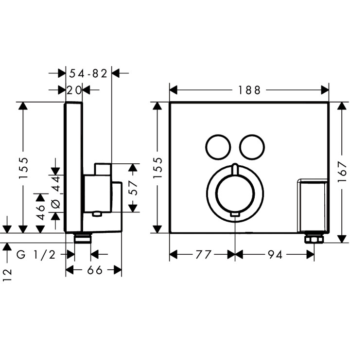 Bateria prysznicowa termostatyczna Hansgrohe  ShowerSelect, podtynkowa, element zewnętrzny- sanitbuy.pl