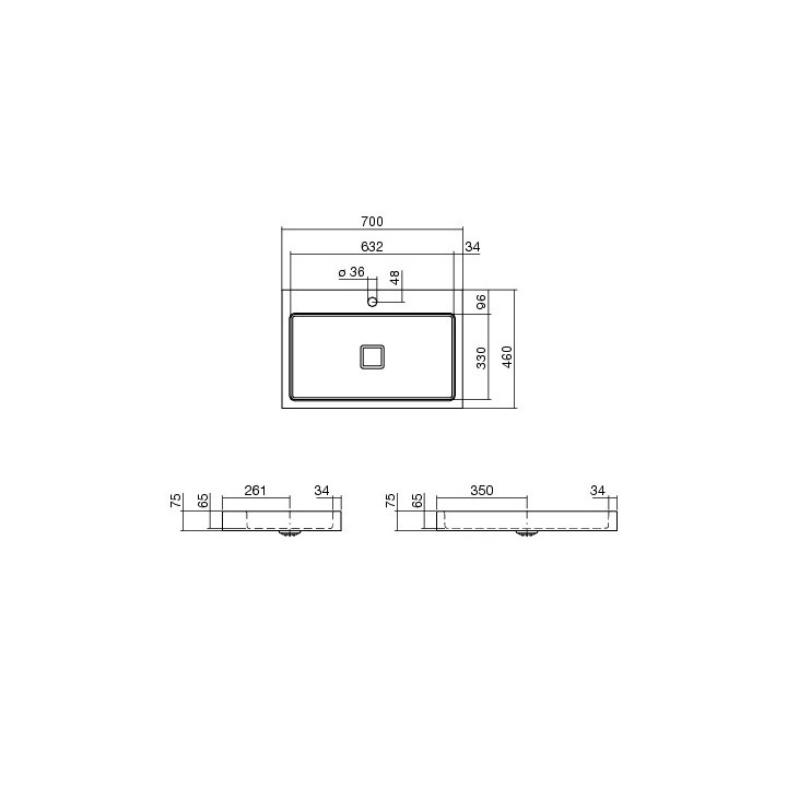 Umywalka Alape AB.RE700H.2  stawiana na blacie 700x460 mm- sanitbuy.pl