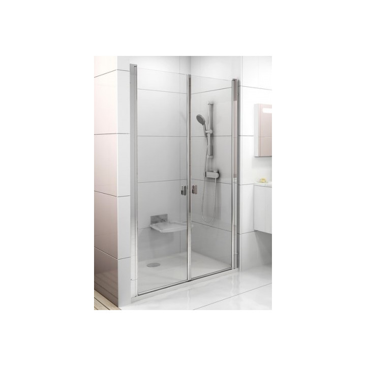 Drzwi prysznicowe dwuelementowe CSDL2 100 Ravak Chrome, satyna + transparent- sanitbuy.pl