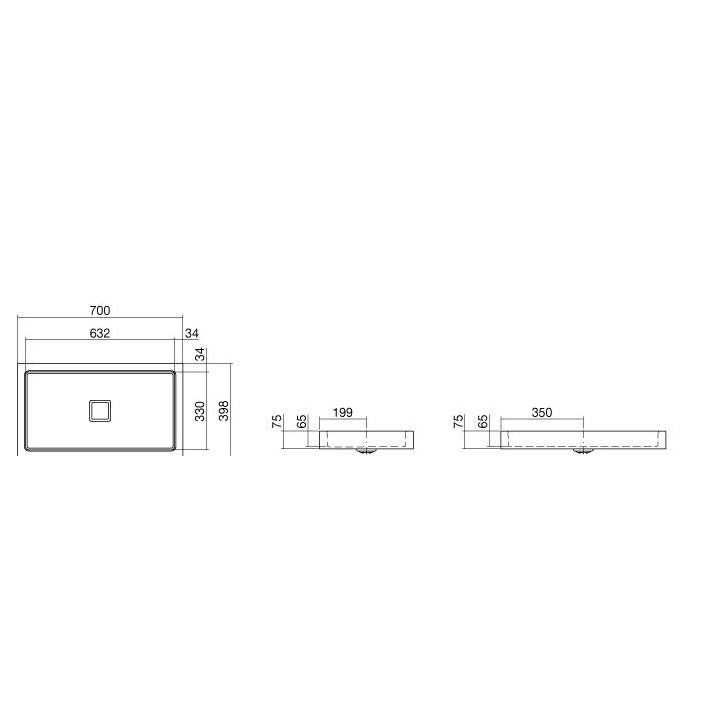 Umywalka Alape AB.RE700.4  stawiana na blacie 700x400 mm- sanitbuy.pl