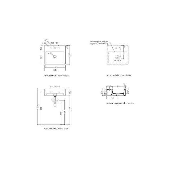 Umywalka  Flaminia  Acquagrande  50 cm- sanitbuy.pl