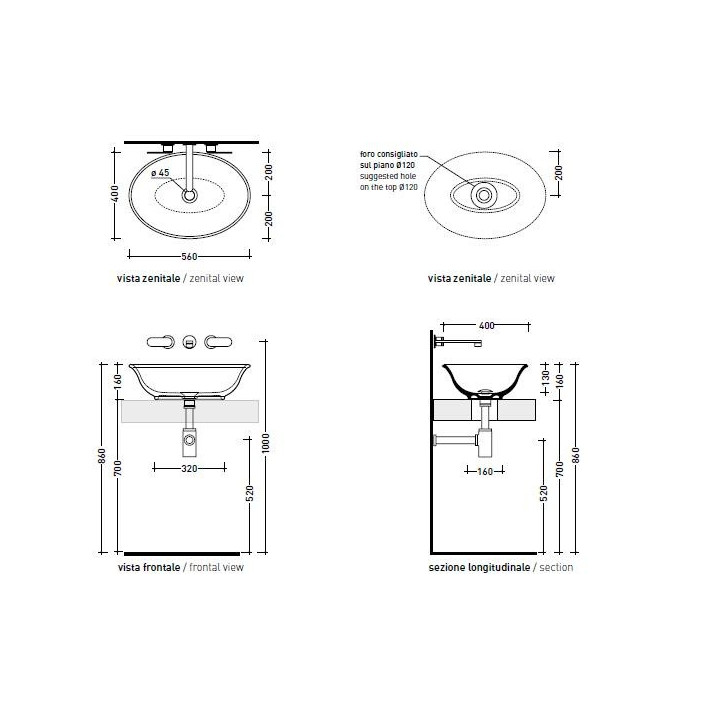Umywalka Flaminia Boll 56x40 cm- sanitbuy.pl