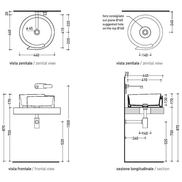 Umywalka Flaminia Roll stawiana na blat- sanitbuy.pl