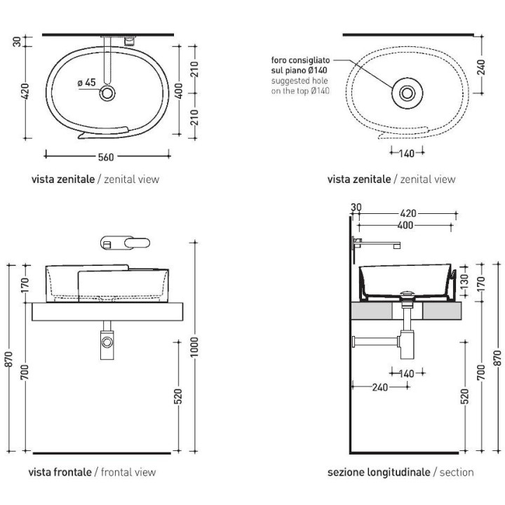 Umywalka Flaminia Roll stawiana na blat- sanitbuy.pl
