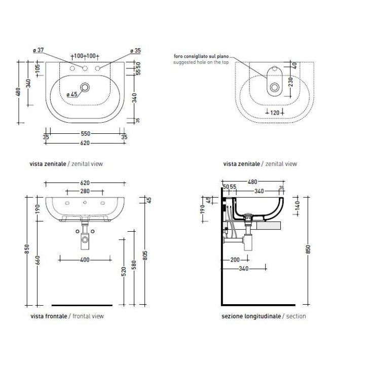 Umywalka Flaminia  Pass  62x48 cm- sanitbuy.pl