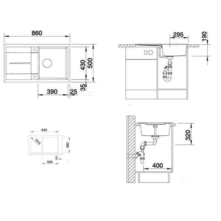 Zlewozmywak do zabudowy 86x50 cm Blanco BLANCOMETRA 5 S- sanitbuy.pl