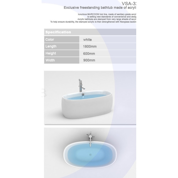 Wanna MARCOONI VSA-32 180x90 cm, wolnostojąca- sanitbuy.pl