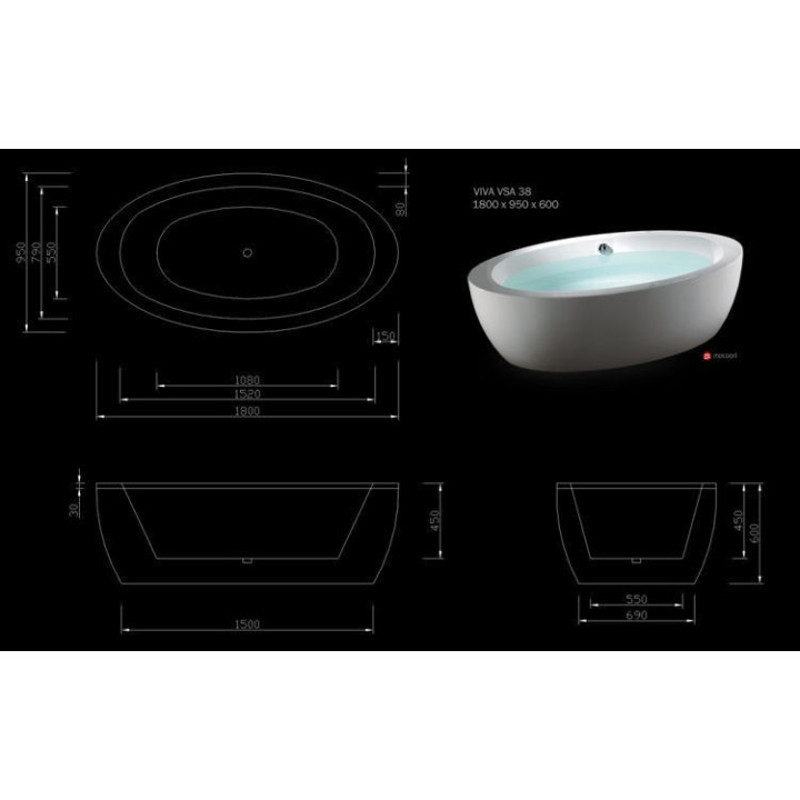 Wanna MARCOONI VSA-38 180x95 cm, wolnostojąca- sanitbuy.pl