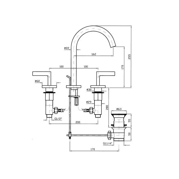 Bateria umywalkowa Zucchetti Simply Beautiful 3-otworowa- sanitbuy.pl
