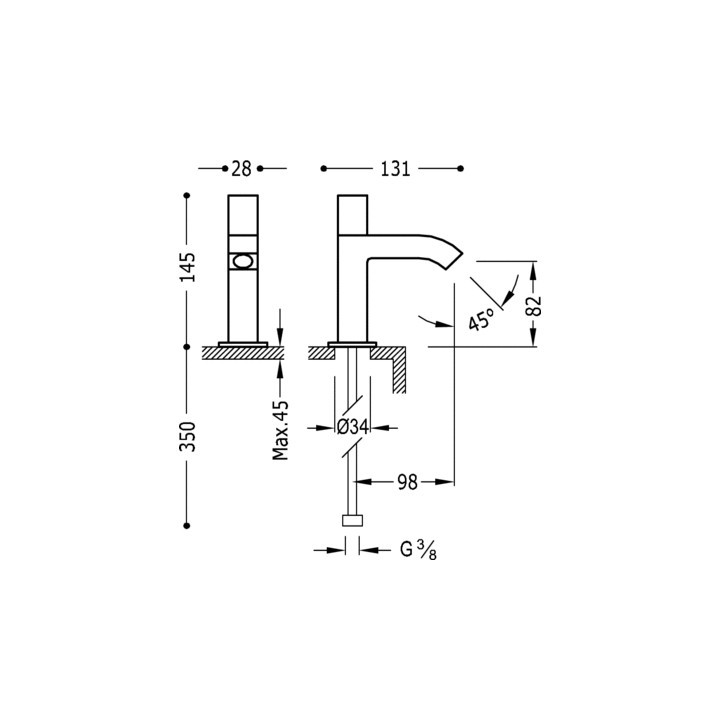 Bateria umywalkowa Tres Slim -Exclusive, stal- sanitbuy.pl