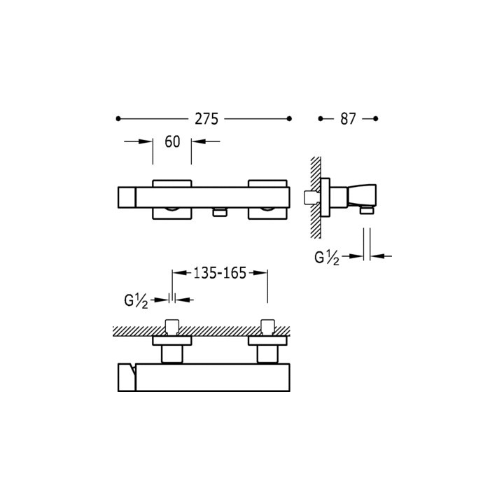 Bateria natryskowa  Tres Slim -Exclusive, stalowa- sanitbuy.pl