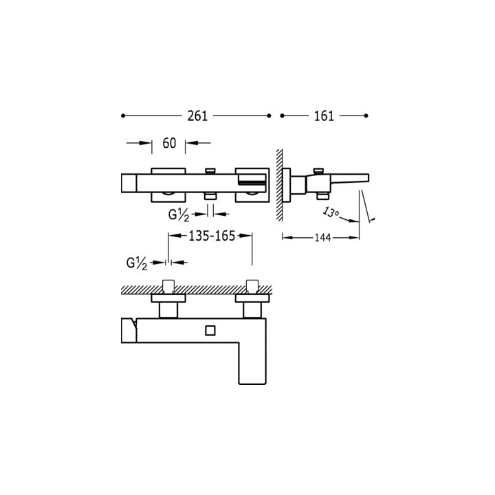 Bateria wannowa Tres Slim -Exclusive stalowa- sanitbuy.pl