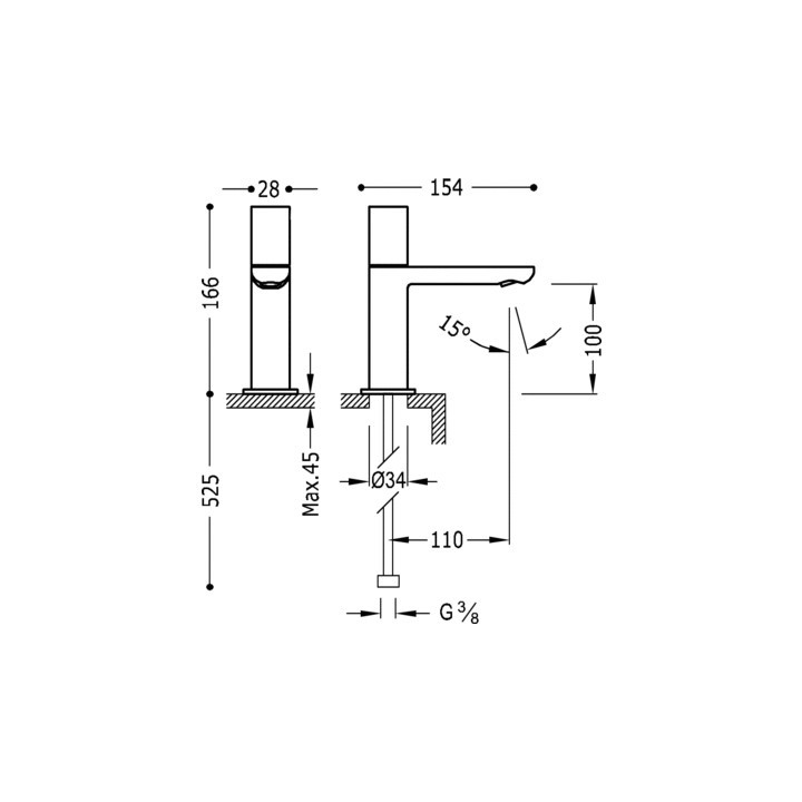 Bateria umywalkowa Tres Loft Colors do wody zimnej lub zmieszanej, stalowa- sanitbuy.pl
