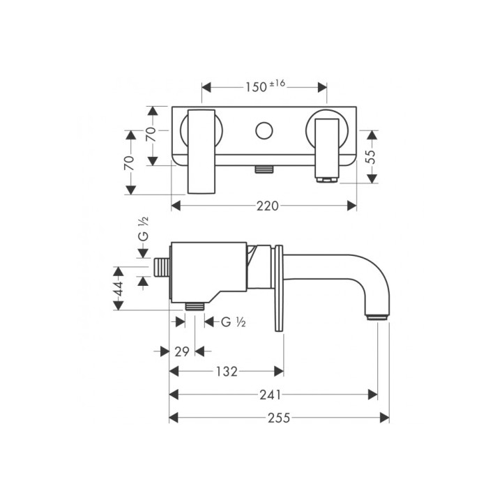 Bateria Axor Citterio wannowa ścienna, montaż natynkowy- sanitbuy.pl