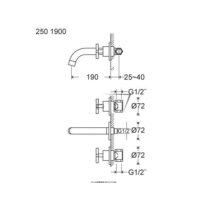 Bateria umywalkowa ścienna  Steinberg Seria 250, podtynkowa- sanitbuy.pl